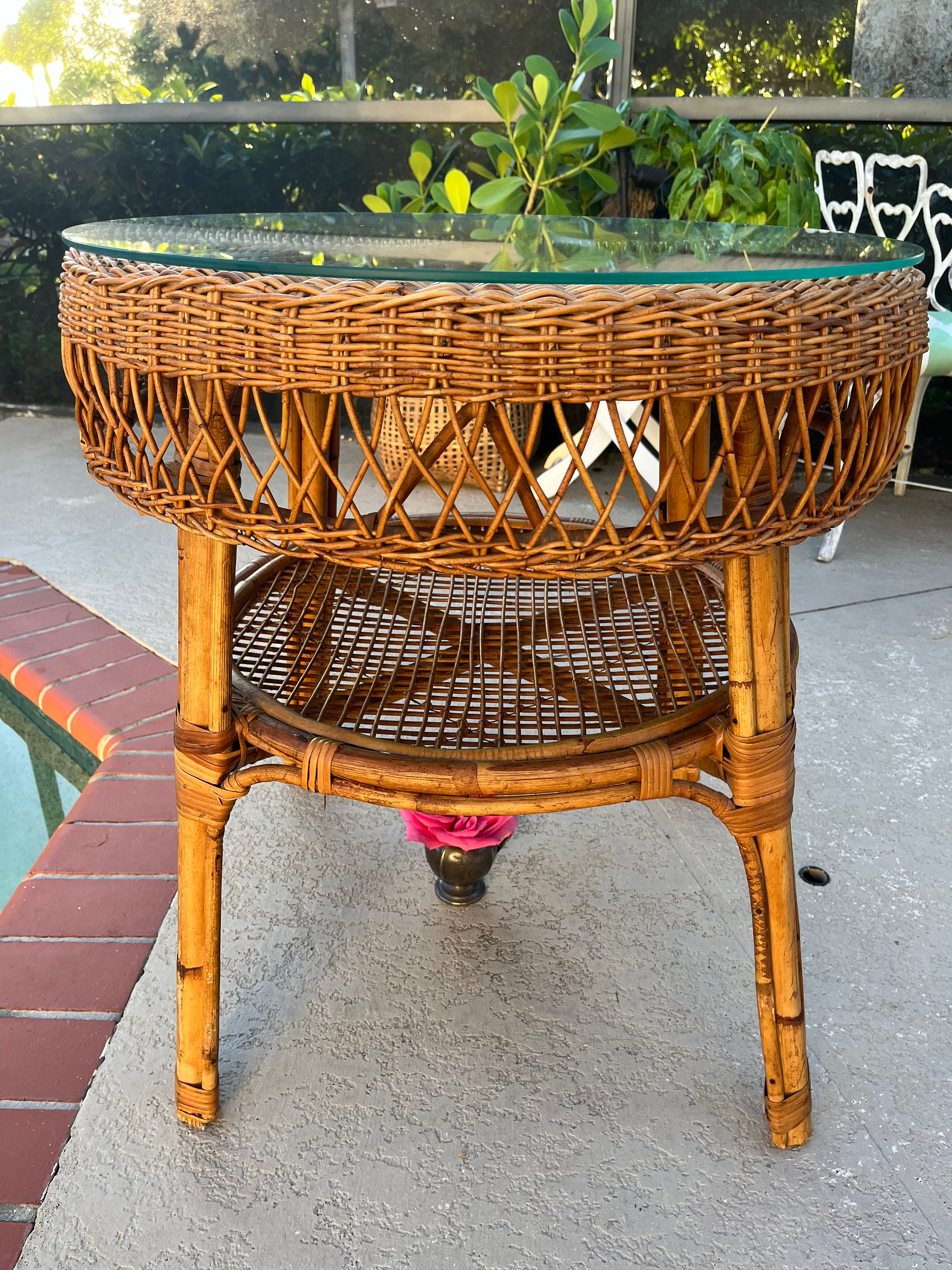 センターテーブル・ローテーブル Vintage Rattan and Glass Top Table il_fullxfull.5739504843_szf0.jpg