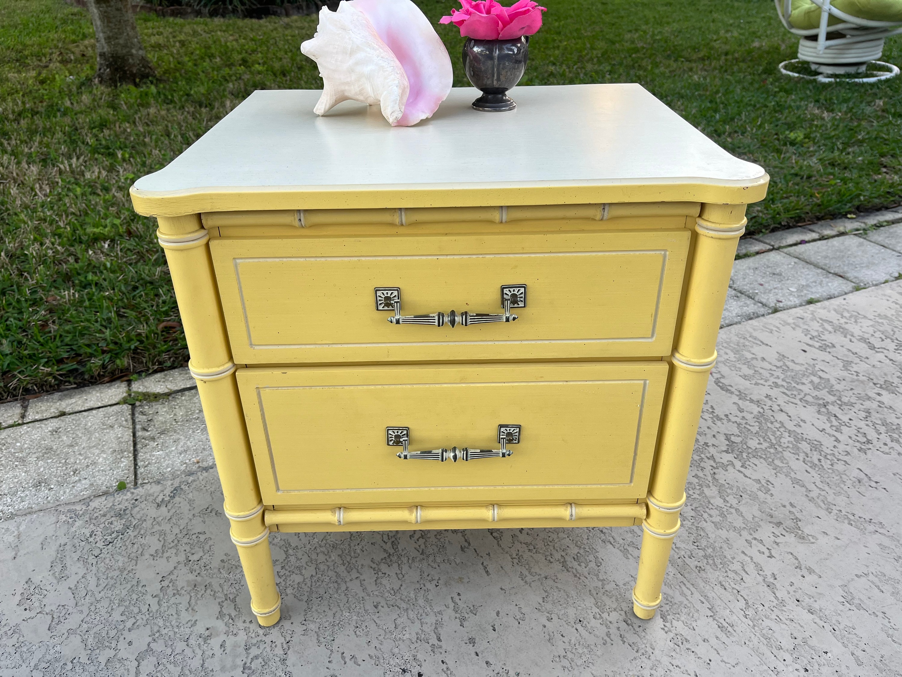 Vintage Faux Bamboo Nightstand, Henry Link Reproduction Nightstand