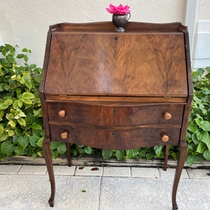 Vintage Secretary Desk, French Louis XV style Drop Front Desk, Antique Secretary Slant Writing Desk