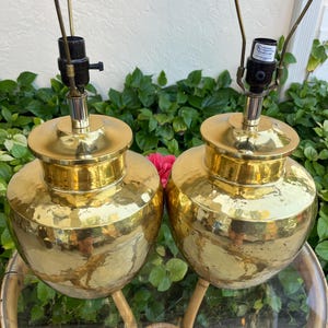 Vintage Hammered Brass Ginger Jar Lamps, Hollywood Regency PAIR - Etsy