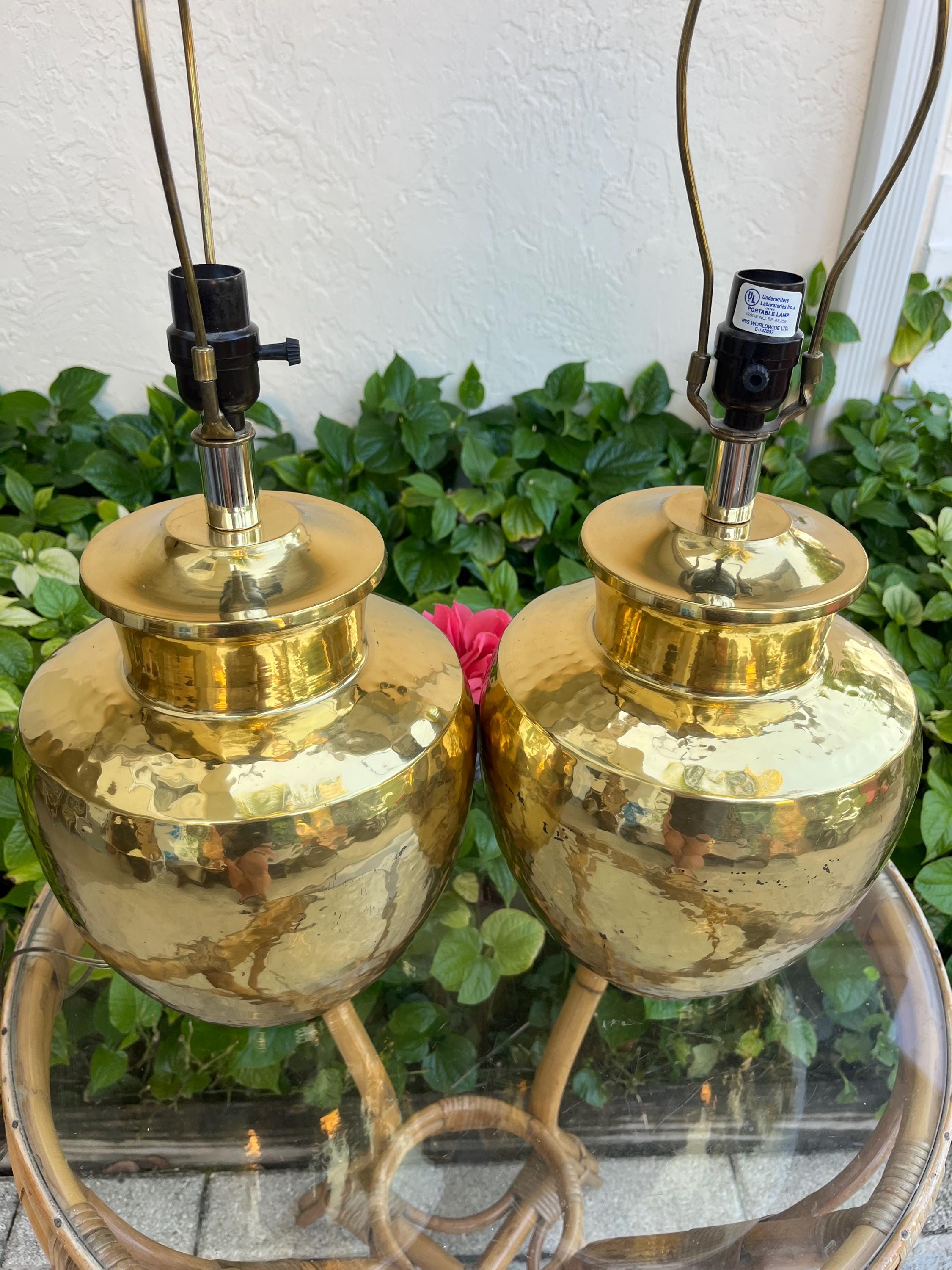 Vintage Hammered Brass Ginger Jar Lamps, Hollywood Regency PAIR - Etsy