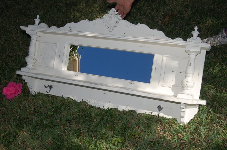 Vintage Shabby Chic Mantel Shelf with Mirror Cottage Style at Etsy
