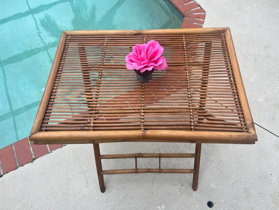 Vintage Bamboo Folding Table: Mid-century Island Style