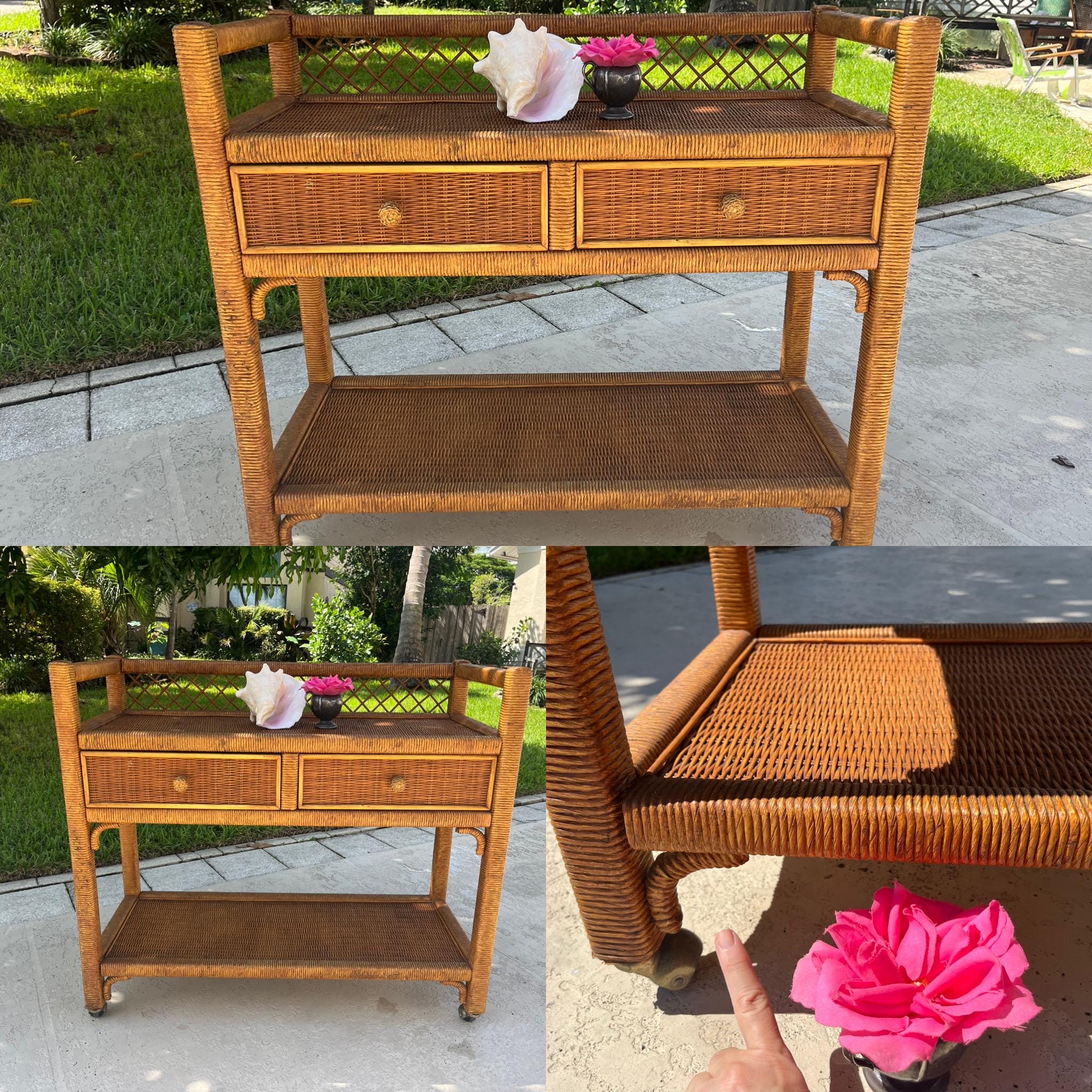HENRY LINK Bar Cart Lexington Boho Chic Wicker Rattan HENRY LINK Bar Cart Lexington Boho Chic Wicker Rattan