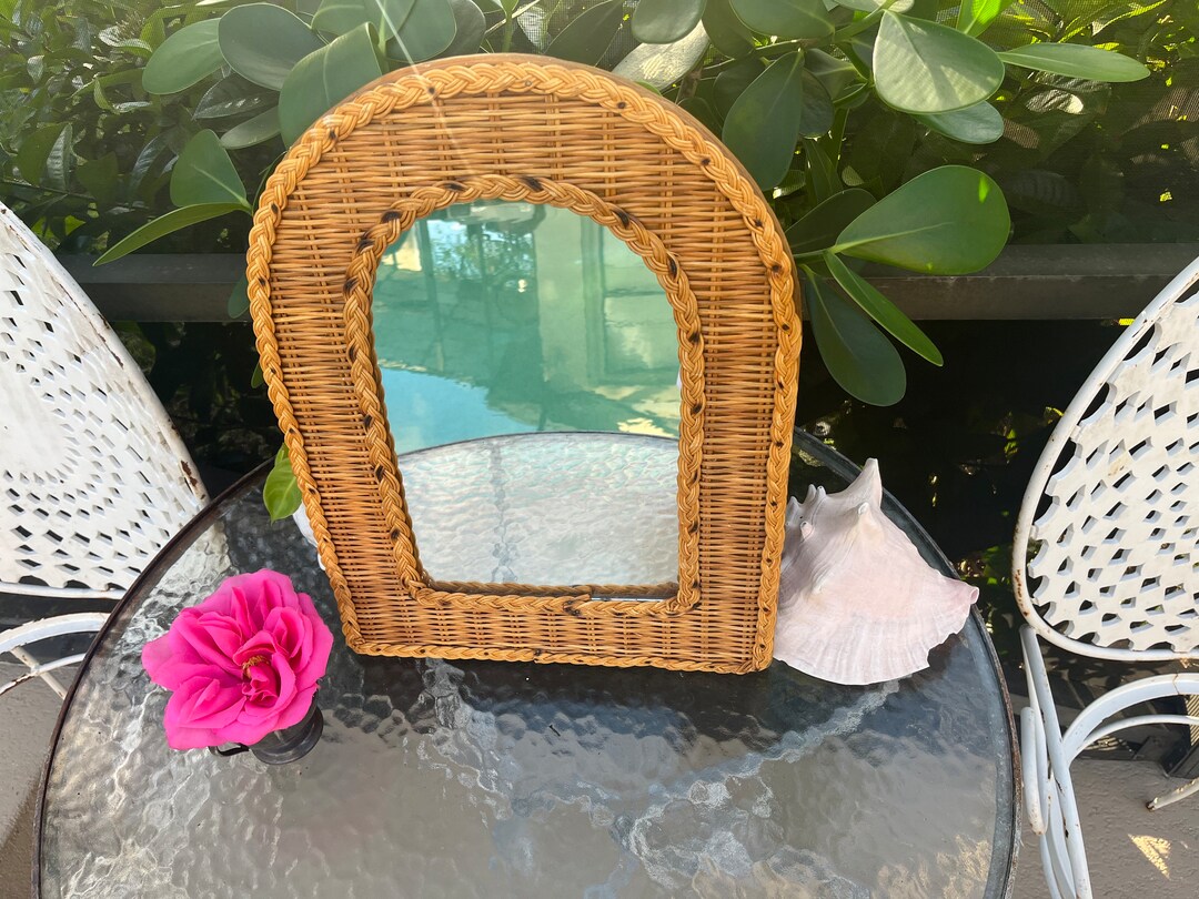 Vintage Wicker Mirror Arched Wicker Mirror Sweet Petite Etsy