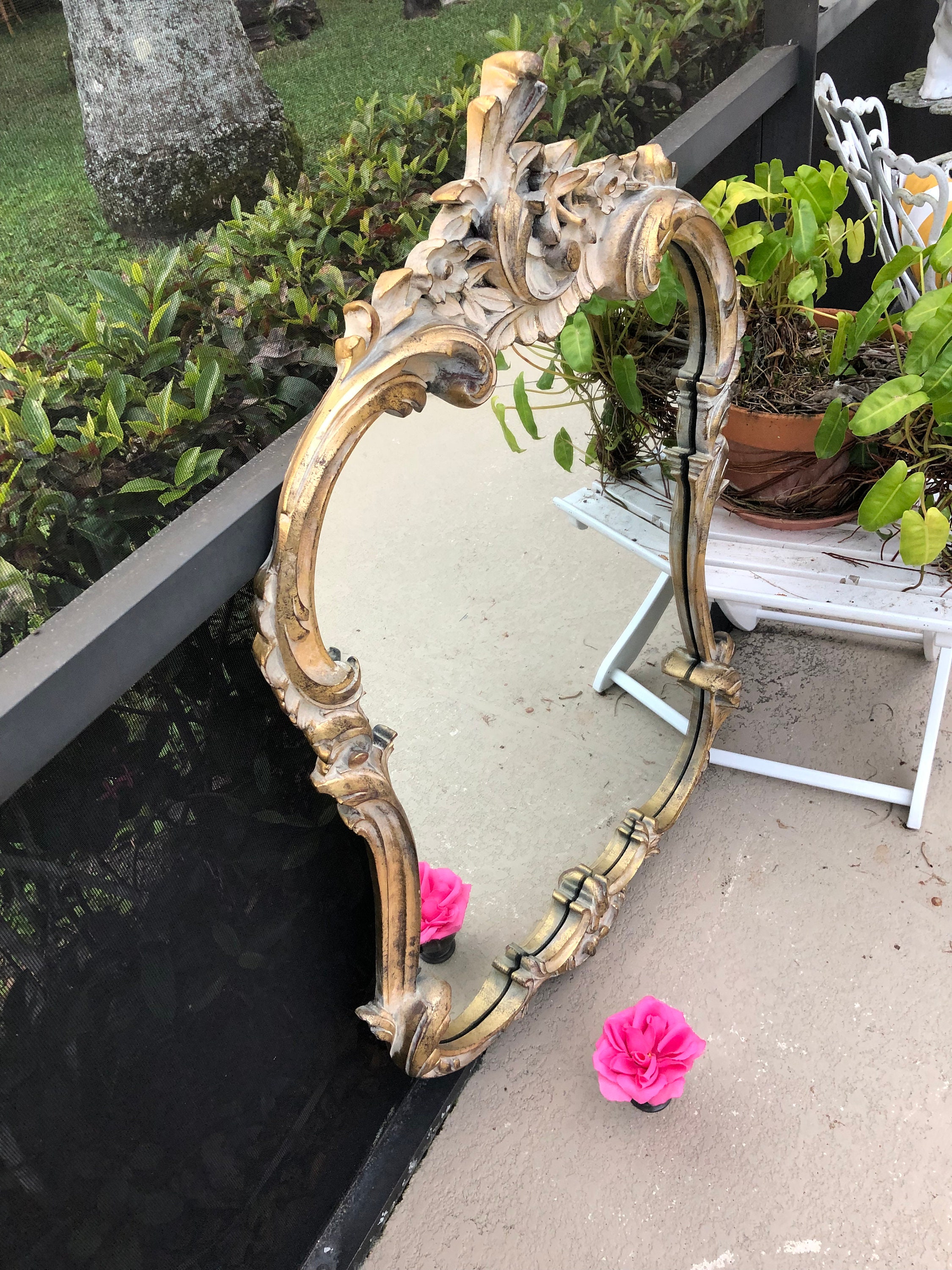 Vintage Gold Scroll Mirror, French Provincial Gold Gilt Mirror, Rococo  Style Floral Mirror, Large Gold Scroll Mirror, Shabby Chic Mirror - Etsy