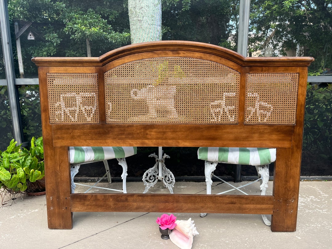 On Hold Vintage Ethan Allen Cane Headboard, Cane Headboard, Cane Maple