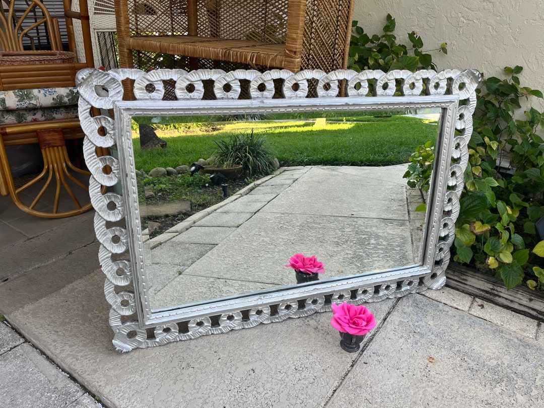 Carved Ribbon Mirror, Silver Ribbon Loop Mirror - Etsy