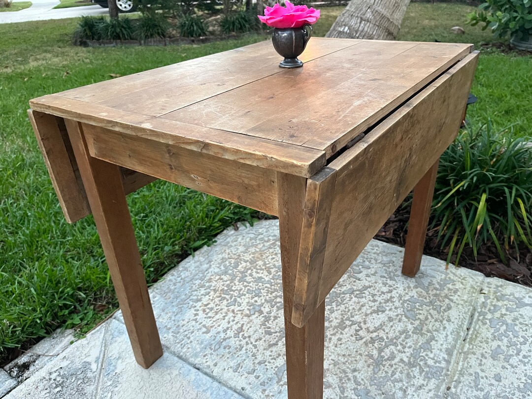 Antique Farmhouse Dining Table, Antique Drop Leaf Wood Table, Farmhouse