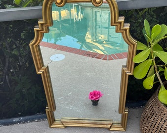 Gold La Barge Style Mirror, Hollywood Regency Gold Greek Key mirror