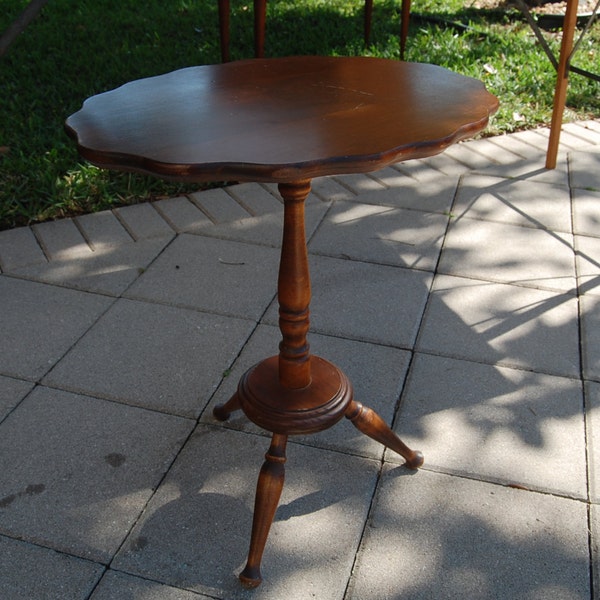 Reserved for Meghan...Vintage Folding Tripod Side Table Farmhouse Cottage Style at Retro Daisy Girl