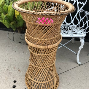 Wicker Plant Stand Cachepot Jardiniere Planter, Rattan Plant Stand, Boho plant stand image 3