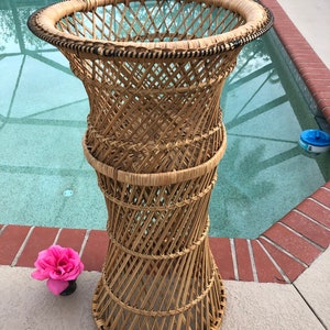Wicker Plant Stand Cachepot Jardiniere Planter, Rattan Plant Stand, Boho plant stand image 1