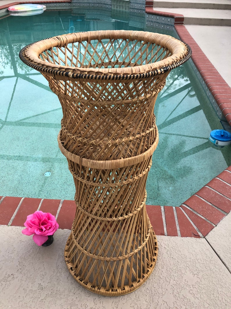 Wicker Plant Stand Cachepot Jardiniere Planter, Rattan Plant Stand, Boho plant stand image 1