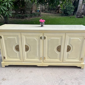 Palm Beach Asian Credenza Sideboard, Chinoiserie Buffet Sideboard Brass Hardware