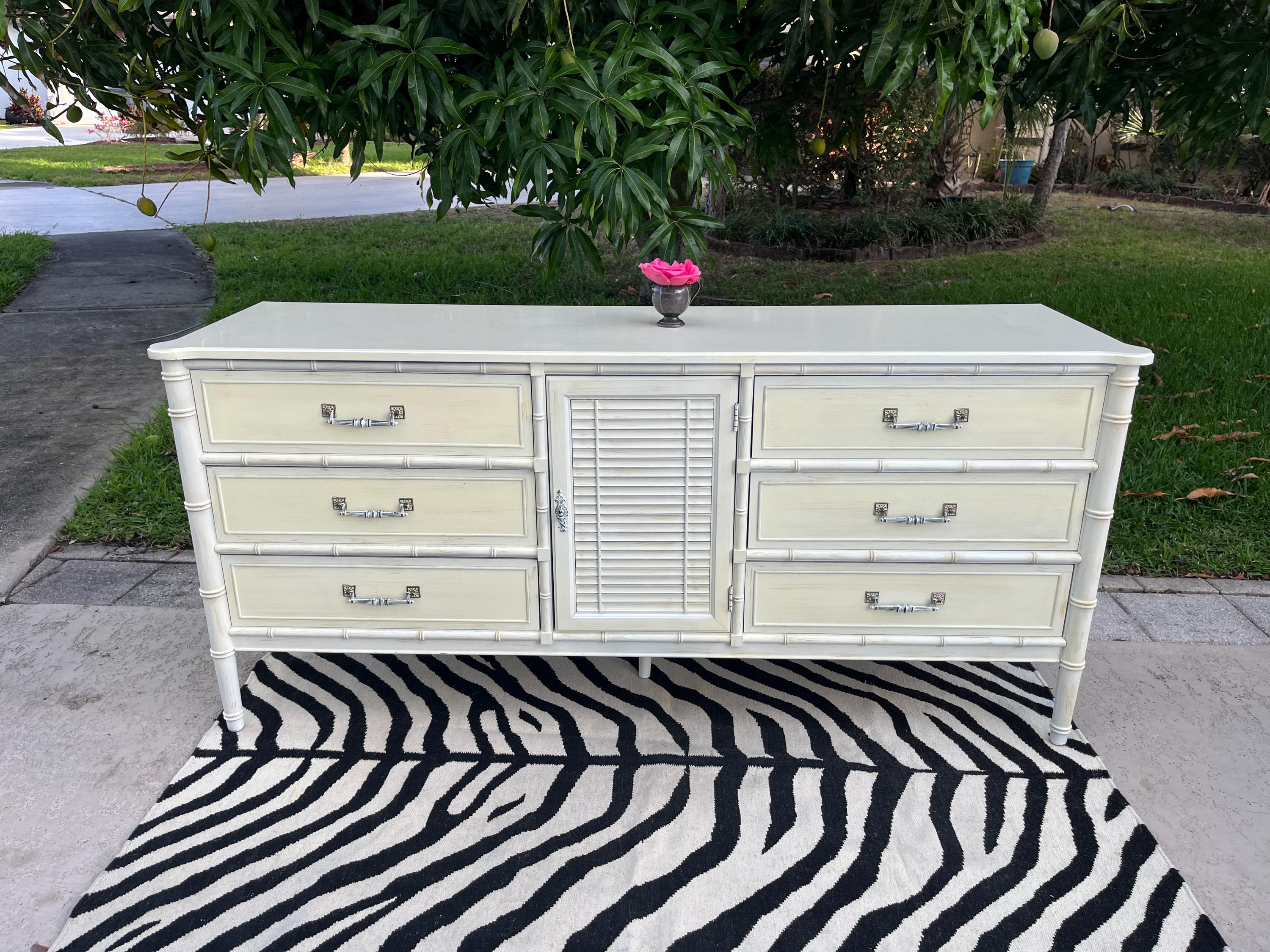 HENRY Link Bali Hai Faux Bamboo Dresser 9 Drawer, Faux Bamboo