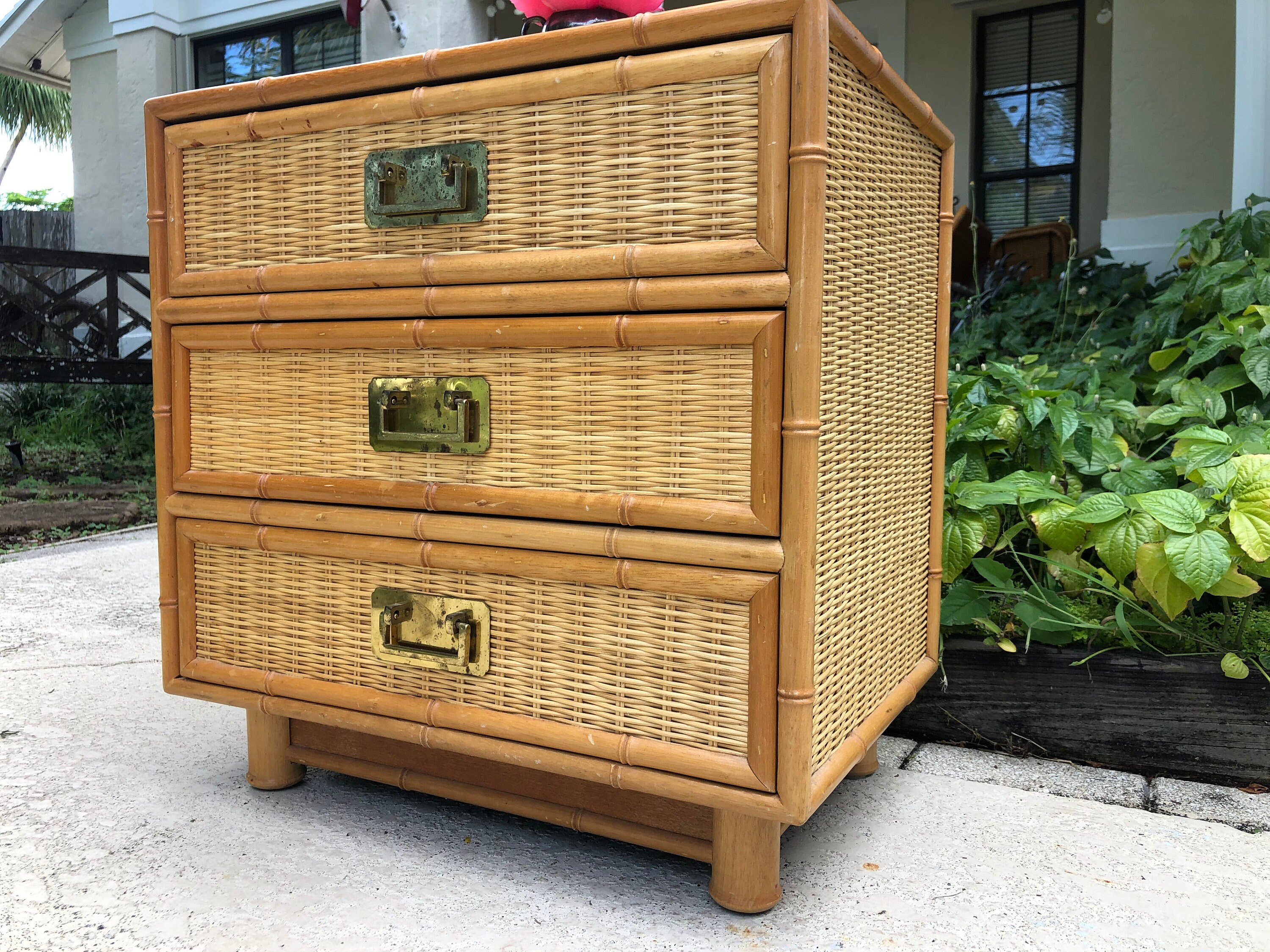 BAMBOO RATTAN NIGHTSTAND / Island Style Bamboo Rattan Etsy