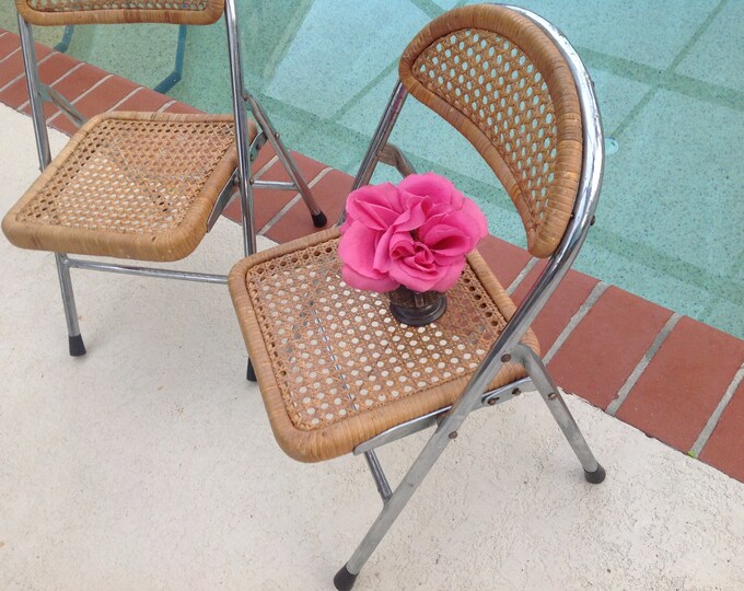 RATTAN CANE FOLDING Chair / Vintage Rattan Folding Chair /one Etsy