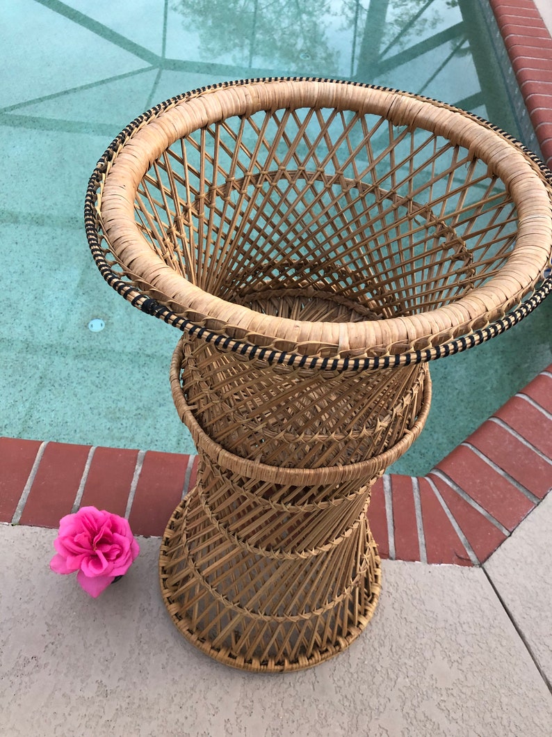 Wicker Plant Stand Cachepot Jardiniere Planter, Rattan Plant Stand, Boho plant stand image 6
