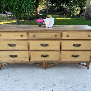 Vintage Bamboo Rattan 9-drawer Dresser, Coastal Chic Credenza - Etsy