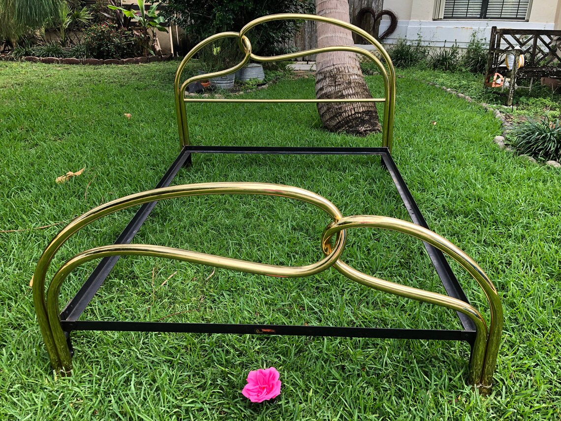 VINTAGE BRASS HEADBOARD 62 Queen Headboard Hollywood Regency Etsy