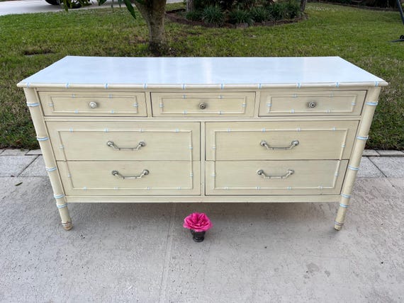 bamboo dresser Elstowe Faux 6-Drawer Dresser, Warm Gray - daals 53 Overall Depth THOMASVILLE ALLEGRO Faux Bamboo Dresser,