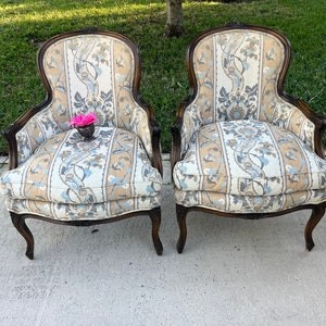 Pair of Louis XVI Bergere Arm chairs, French style Bergeres