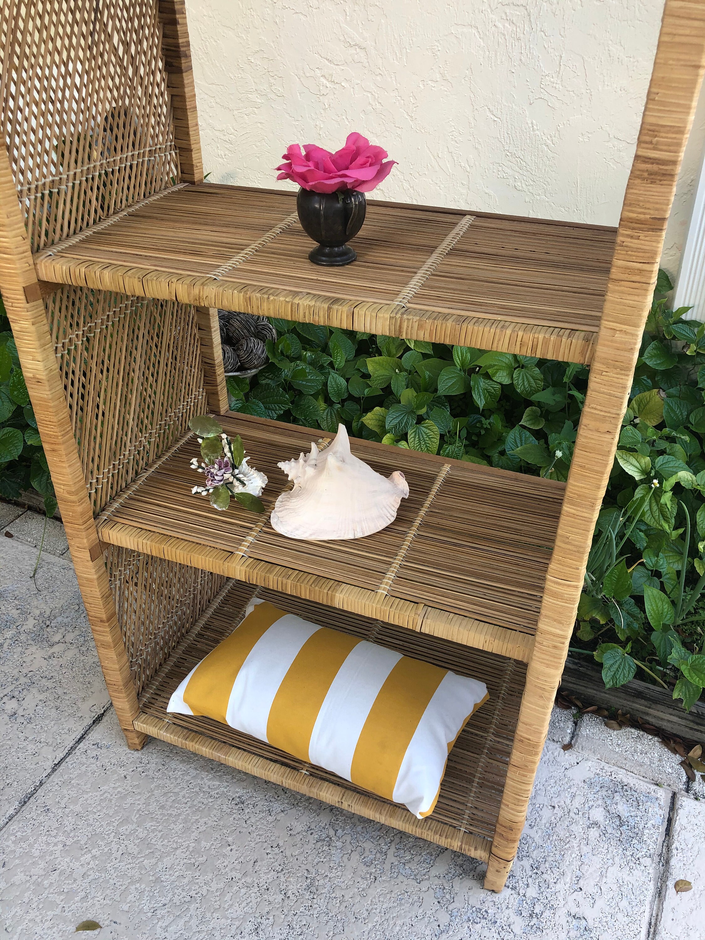 RATTAN ETAGERE Island Style Rattan Wicker Etagere Boho Buri Etagere Coastal Cottage Rattan Etagere Palm Beach Rattan Shelf Retro Daisy Girl Etsy