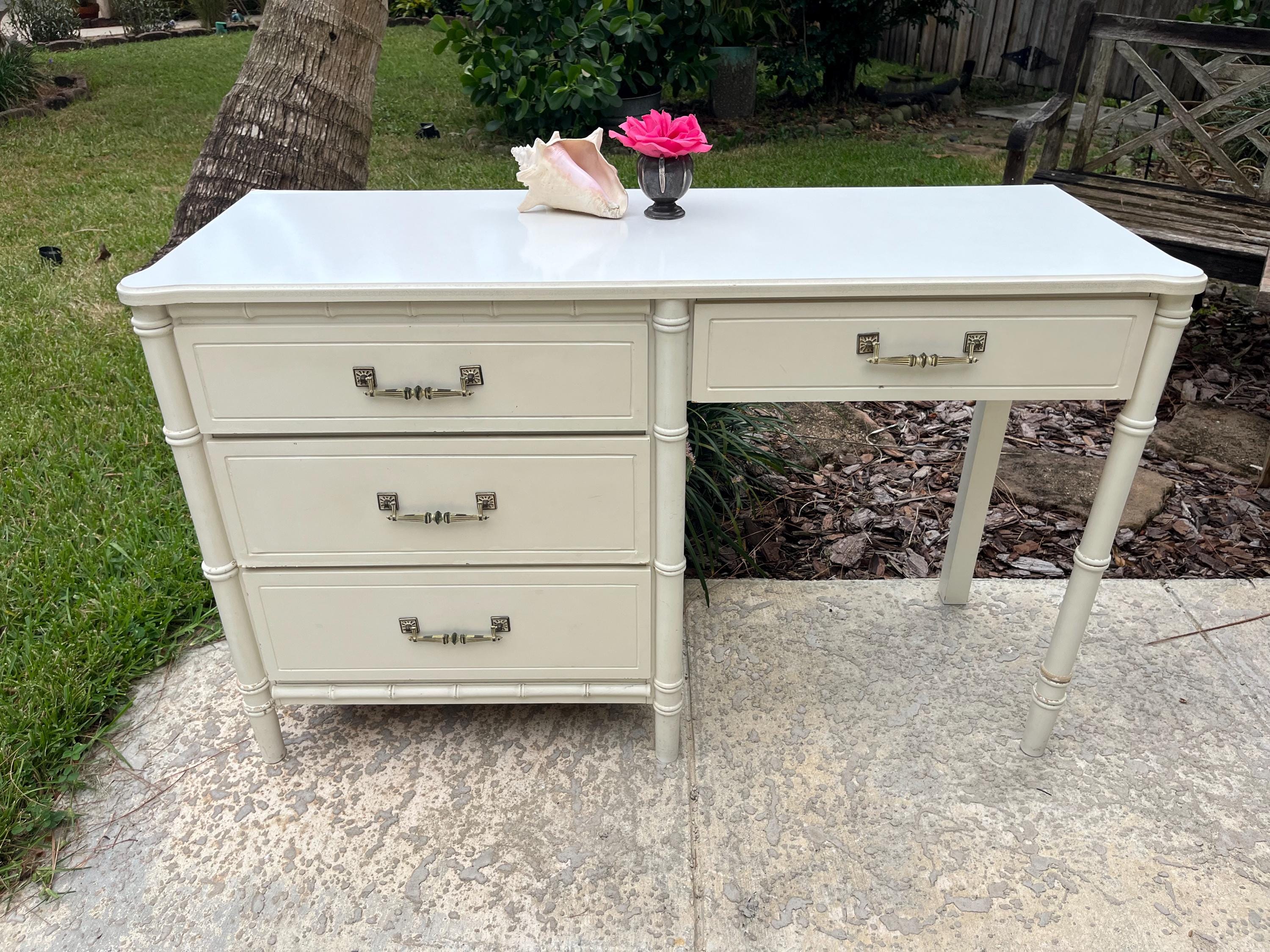 White bamboo desk discount