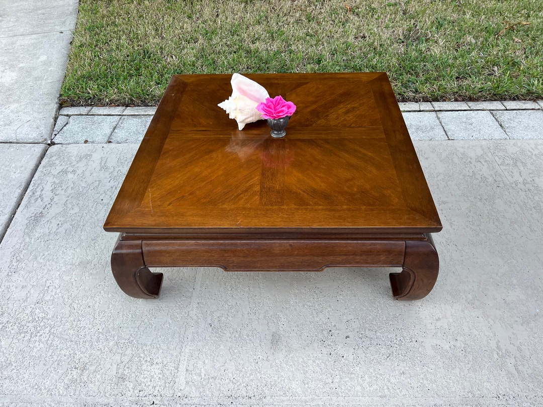 Vintage Solid Wood Thomasville Ming Coffee Table, Asian Ming Solid Wood