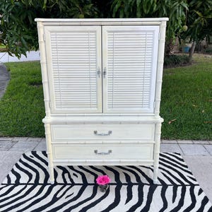 HENRY LINK BALI Hai Faux Bamboo Armoire Cabinet, Vintage Coastal