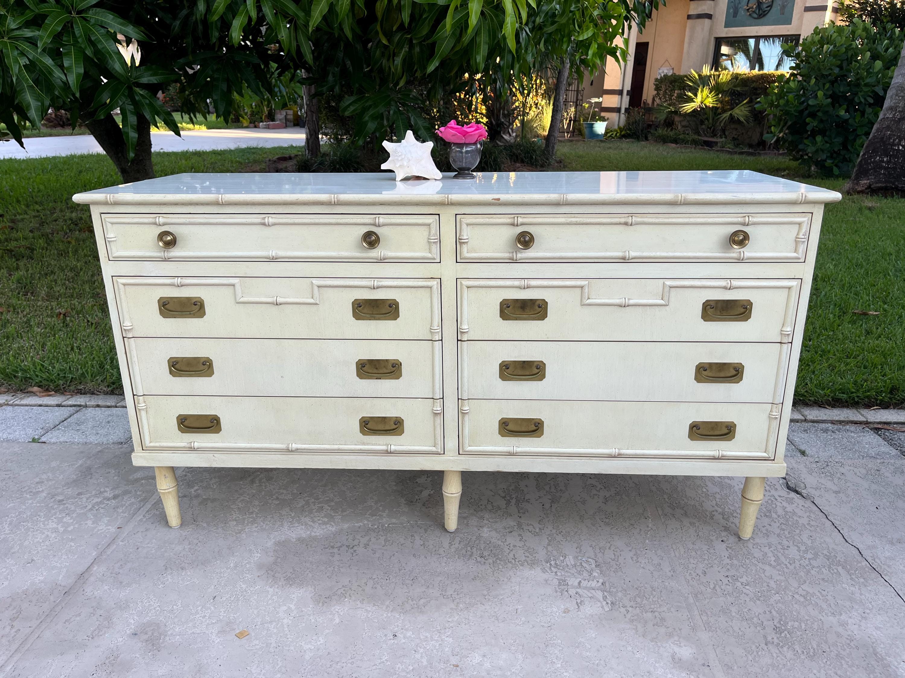 Vintage Faux Bamboo Dresser, 8 Drawer Dresser Old Florida