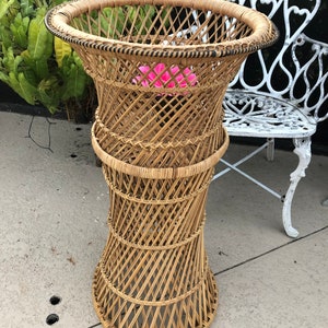 Wicker Plant Stand Cachepot Jardiniere Planter, Rattan Plant Stand, Boho plant stand image 5