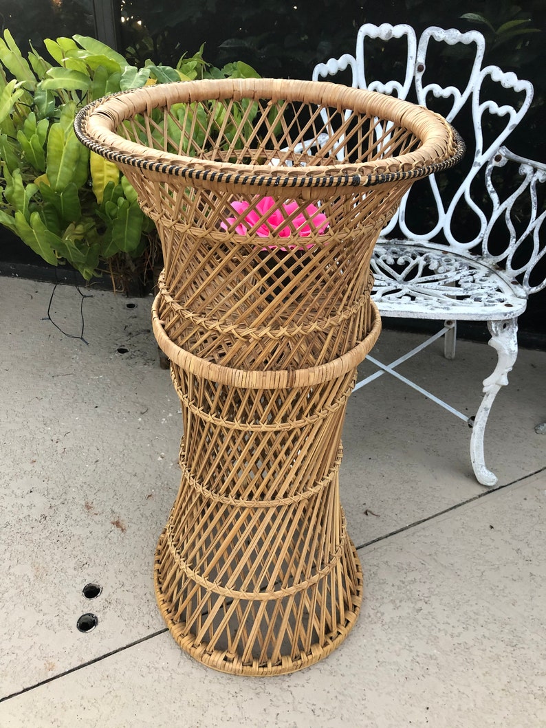 Wicker Plant Stand Cachepot Jardiniere Planter, Rattan Plant Stand, Boho plant stand image 5