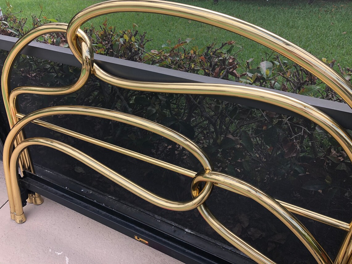 VINTAGE BRASS HEADBOARD 62 Queen Headboard Hollywood Regency Etsy