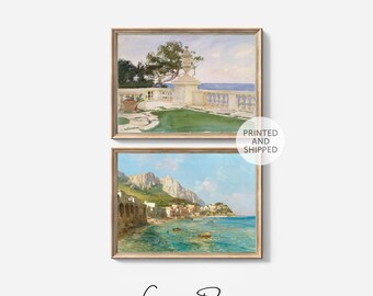 Italian Terrace Print Set: Mediterranean Summer Balcony Art, Europe Travel Decor |Digital & Physical Options