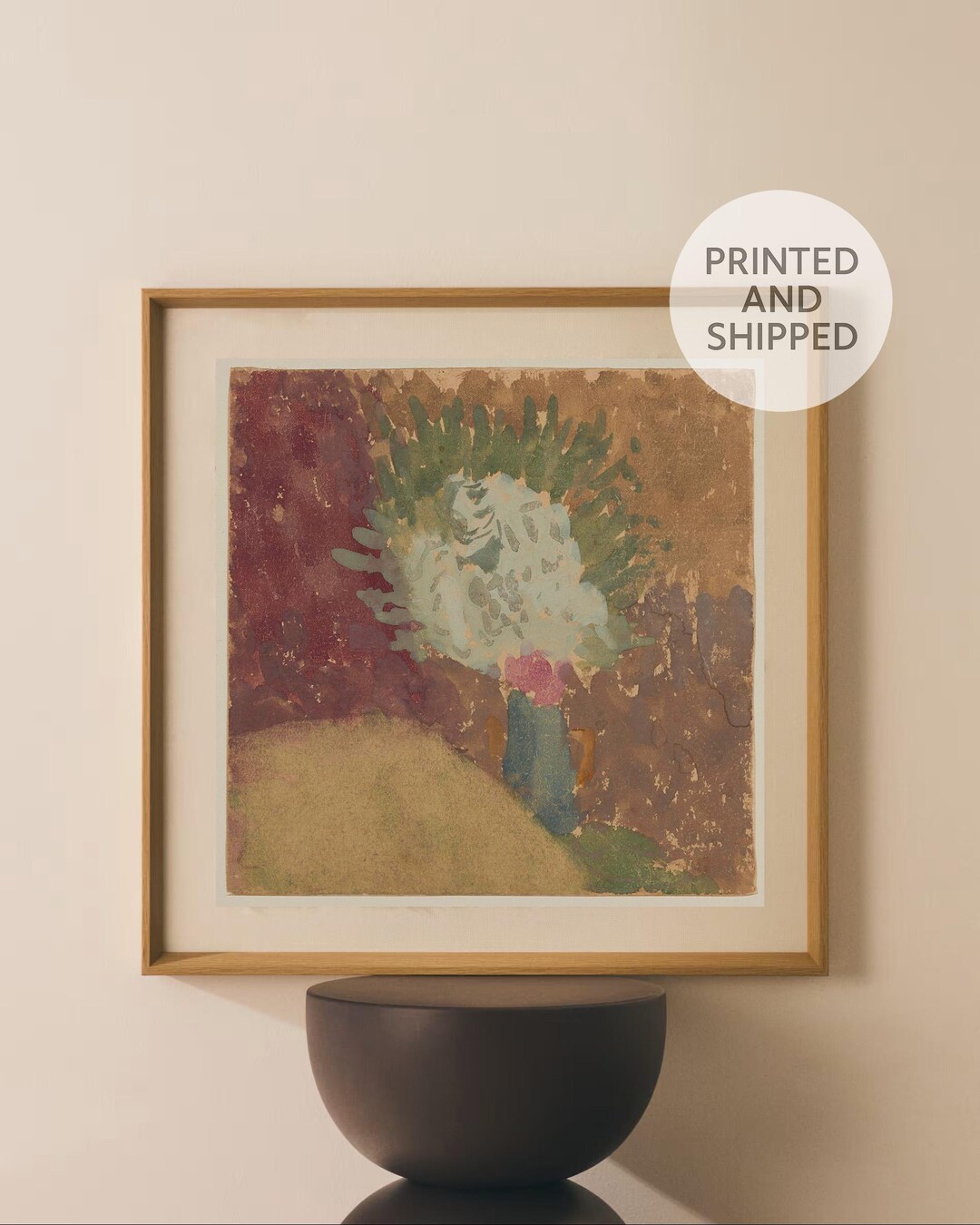 Wabi Sabi Floral Wall Art | Japandi Style Textured Botanical Print ...