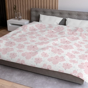 Pink Floral Duvet Cover, Cottagecore bedding,housewarming gift, gift for newly weds, asthetic soft pink bedding , gift for mom