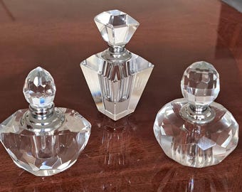 Juego de frascos de perfume de cristal tallado: Frascos de viaje recargables, decoración de tocador de lujo