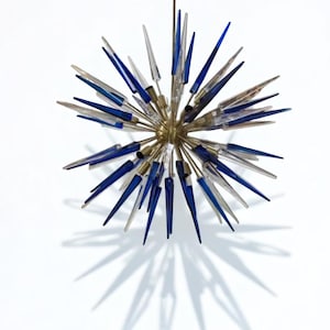 1950's Mid Century Clear White Glass Acrylic Spikes Urchin Sputnik Italian Ceiling Vintage Chandelier Arms Starburst Light Fixture Unique