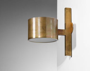 Mid Century Italian Brass Modern - Brass Drum Style Wall Sconce - Modern Brass Stilnovo Style Wall Light Fixture