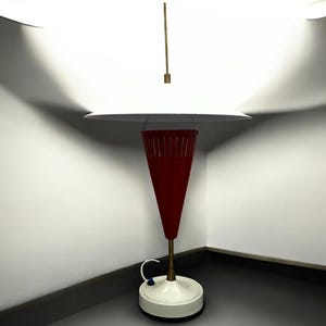 1950&#39;s Extremely Rare and Adjustable Lamp - Stilnovo Vintage lamp With Metal Base bedroom - Red Brass Table Industrial Lamp