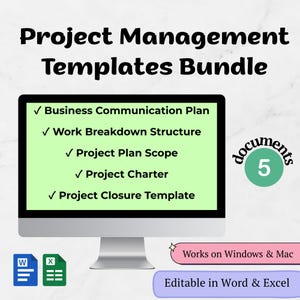 Project Management Bundle, Project Templates, Project Plan, Project Status, PM Tools, Business Analysis, Project Management