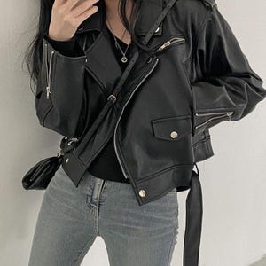 Genuine Leather Biker Blazer: High Glamour Women&#39;s Jacket