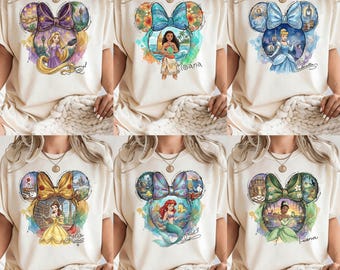 Retro Disney Princess Shirt, Disneyland Princess Shirt, Disney Girly Trip Shirt, Disneyworld Shirt, Rapunzel, Belle, Cinderella, Tiana, Elsa