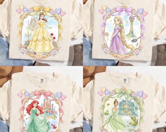 Vintage Disney Princess Shirt, Belle Ariel Elsa Cinderella Tiana Shirt, Magic Kingdom Magical Castle Tee, Walt Disney Disney Girl Trip Gift