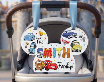 Mouse Ears Stroller Tag, Cars Stroller Tag, Acrylic Stroller Tag, Theme Park Stroller Tag, Personalized Name Sign, Stroller Spotter