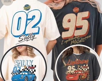 Retro Lightning McQueen and Sally Couple Shirt, Lightning McQueen Shirt,  Matching Tee, Cars Land Shirt, Radiator Springs Shirt