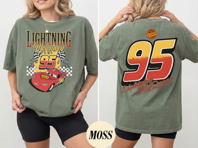 Retro Lightning Mcqueen Comfort Colors Shirt, Mcqueen Shirt, Disney Cars Shirt, Disney Pixar Cars Shirt, Cars Family Vacation 2026 Tee 画像 4
