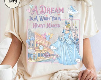 Retro Disney Cinderella Shirt, A Dream Is A Wish Your Heart Makes Shirt, Disney Vacation Tee, Cinderella Shirt, Disney Princess Shirt